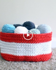 Crochet Yarn Stash Basket  Left Hand