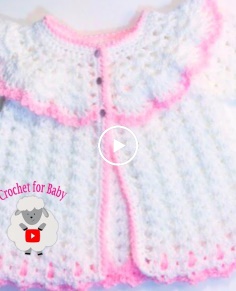 How to crochet easy baby sweater cardigan jacket for Easter   Girls 0-3M by Crochet for Baby #182