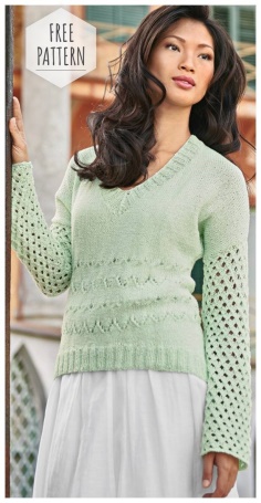 Pullover with extended back free pattern
