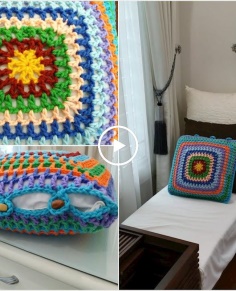 DIY Room Decoration Crochet Granny Square Cushion Cover (Home Decoration)