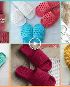 Beautiful Crochet Women39;s Slippers Styles And PatternsT-shirt Yarn Crochet Slippers