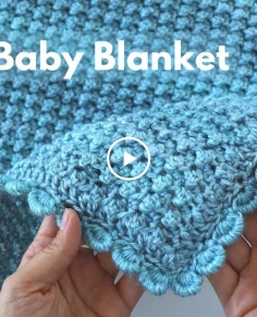 Crochet Easy Blue Baby Blanket  Beginner Friendly Tutorial