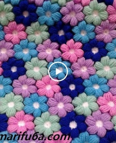 How to Crochet Easy Puff Flower Blanket Afghan for Beginners