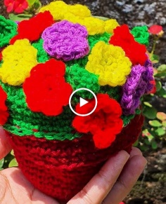 Crochet flowerpot home decor