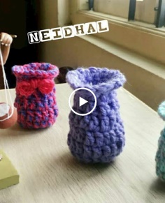 DIY Easy Crochet Home Decor Mini Pot in Tamil - Neidhal Crochet - Best Craft Idea