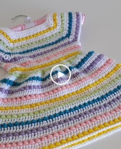 How to crochet a dress for a girl  "beaded rainbow dress"