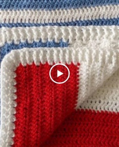 Beginner Double Crochet Blanket with Ribbing Border