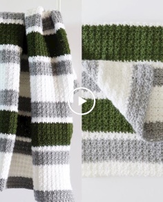 Beginner Striped Crochet Blanket