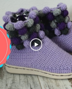 Crochet shoesslippers on a rubber sole 1- by Oana
