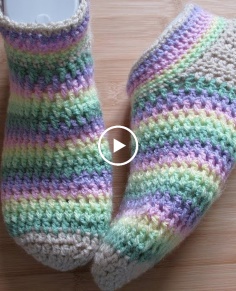 Crochet slippers adult Bed socks tutorial Happy Crochet Club