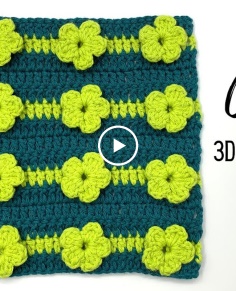 How to Crochet 3D Flower Stitch  Crochet Stitch Tutorial and written instructions
