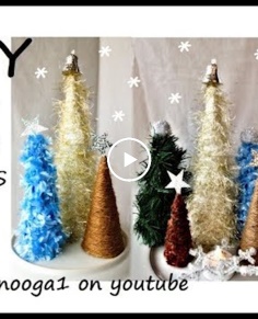 DIY CRAZY EASY YARN CHRISTMAS TREES HOME DECOR no knit no crochet