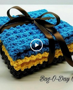 Easy To Crochet Washcloth Set | Cobblestone Dish Rag Gift Set