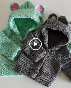 How to crochet a hooded baby jacket