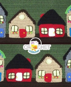 Crochet Houses & Town - Folk Art Calendar Blanket 2019 - June