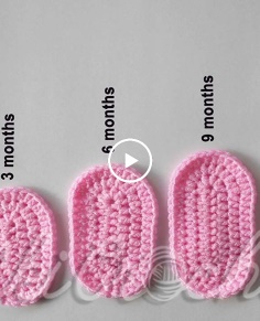 Crochet Sole for Baby Slippers - 5 Sizes (0-12months)  Chart