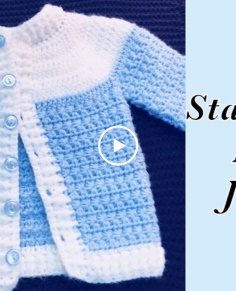 Baby Boy Set: How to crochet newborn star stitch sweater jacket -cardigan 0-6M Crochet for Baby 176