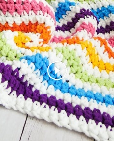 Crochet Rainbow Stripes Baby Blanket