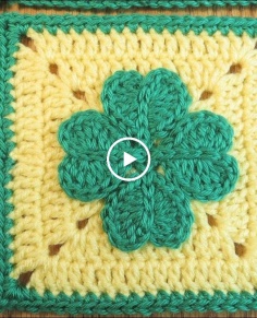 Crochet Four Leaf Clover In The Solid Square