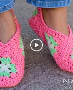 How to Crochet Granny Square Slippers - DIY Tutorial Soft Shoes Booties Bedroom Slipper for Adults