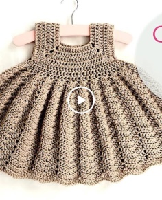 Gold Crochet girl dress Emma  1.5 to 2 years