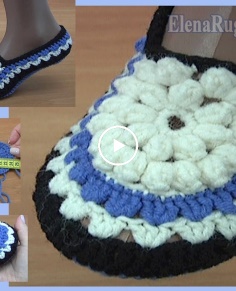 Crochet Slippers with Flower Tutorial 283