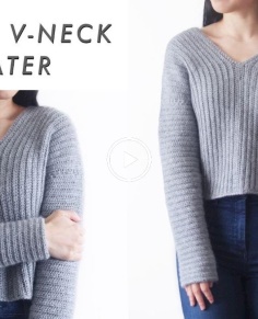 Crochet V-neck Sweater