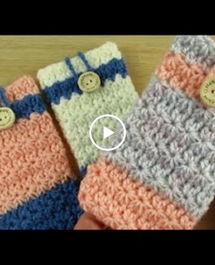 Crochet cell phone case pouch bag Star stitch Easy -Happy Crochet Club