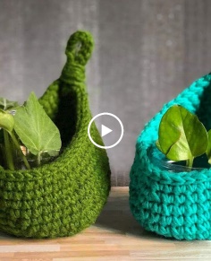 How to Crochet Plant Hanger Crochet Hanging Basket Tutorial Crochet Hanging Bird Nest