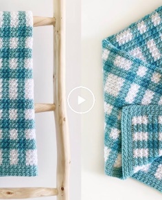 Crochet Nine Square Griddle Stitch Gingham Blanket
