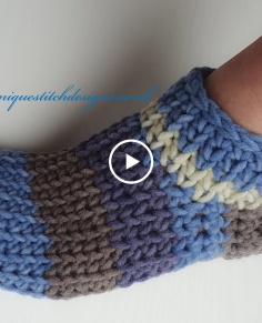 CROCHET SLIPPERS FAST AND EASY KNIT STITCH