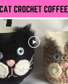 Crazy Cat Crochet Coffee Cup Cozy
