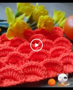 How to crochet orange 3D blanket afghan or scarf free pattern tutorial by marifu6a