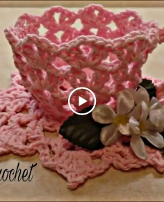 Crochet a TeaCup and Saucer Bag-O-Day Crochet Tutorial #331 Subtitles in 21 Languages