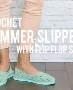 How to Crochet Easy Slippers With Flip Flop Soles- Free Pattern  Beginner Tutorial