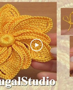3D Crochet Flower With Beautiful Different Petals Tutorial 31 Gehaakte bloem