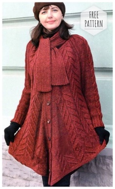 Knitted coat poncho free pattern