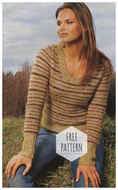 Striped pullover in brown tones free pattern