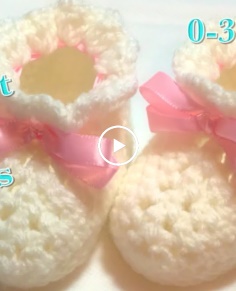 Crochet baby booties or baby shoes for 0-3 months baby fast and easy to do 104