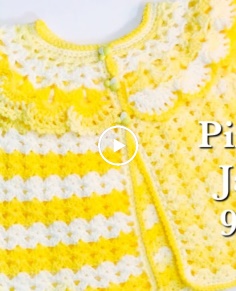 How to crochet easy pinafore baby sweater cardigan jacket  Girls 12-18M by Crochet for Baby 181