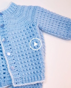 LEFT Handed Baby Boy Set: How to crochet newborn bean stitch jacket 0-6M Crochet for Baby 171