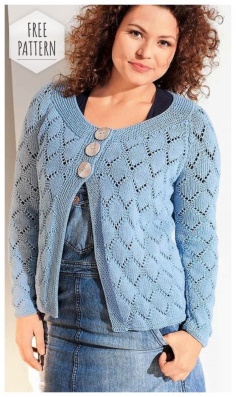 Openwork jacket with three buttons free pattern