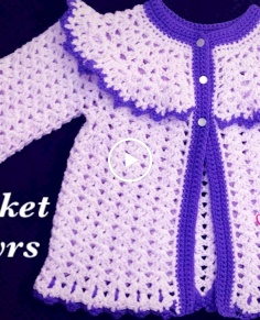Crochet baby cardigan jacket for girls  coat  sweater 18 to 24 months -Crochet for Baby 205