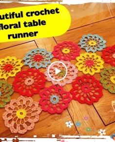 How to crochet beautiful floral table runner