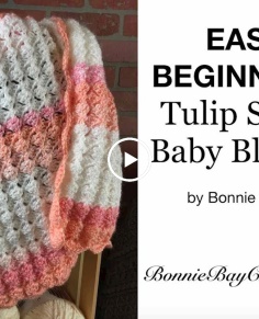 EASY BEGINNER'S Tulip Stitch Baby Blanket by Bonnie Barker