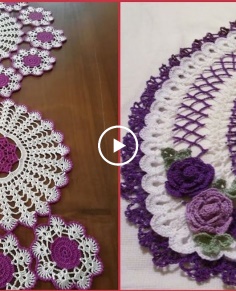 Latest Beautiful Crochet Purple And White Table Runner Pattern