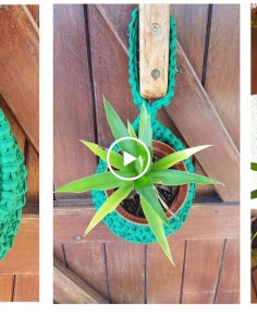 How to crochet a hanging basket, a plant holder. Home decor ideas