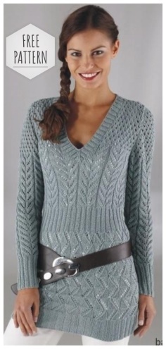 Long pullover with a V-shaped neckline
