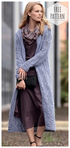 Long coat with openwork pattern 