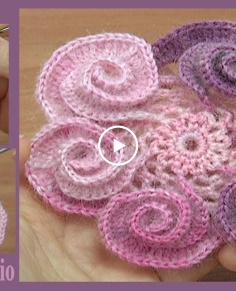 Crochet 3D Flower With Mesh Tutorial 196